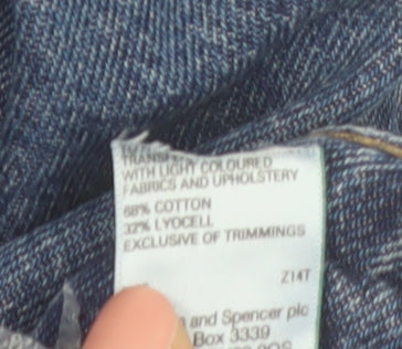 Marks and Spencer Women's Blue Wide-Leg Denim Jeans Size 6 Short