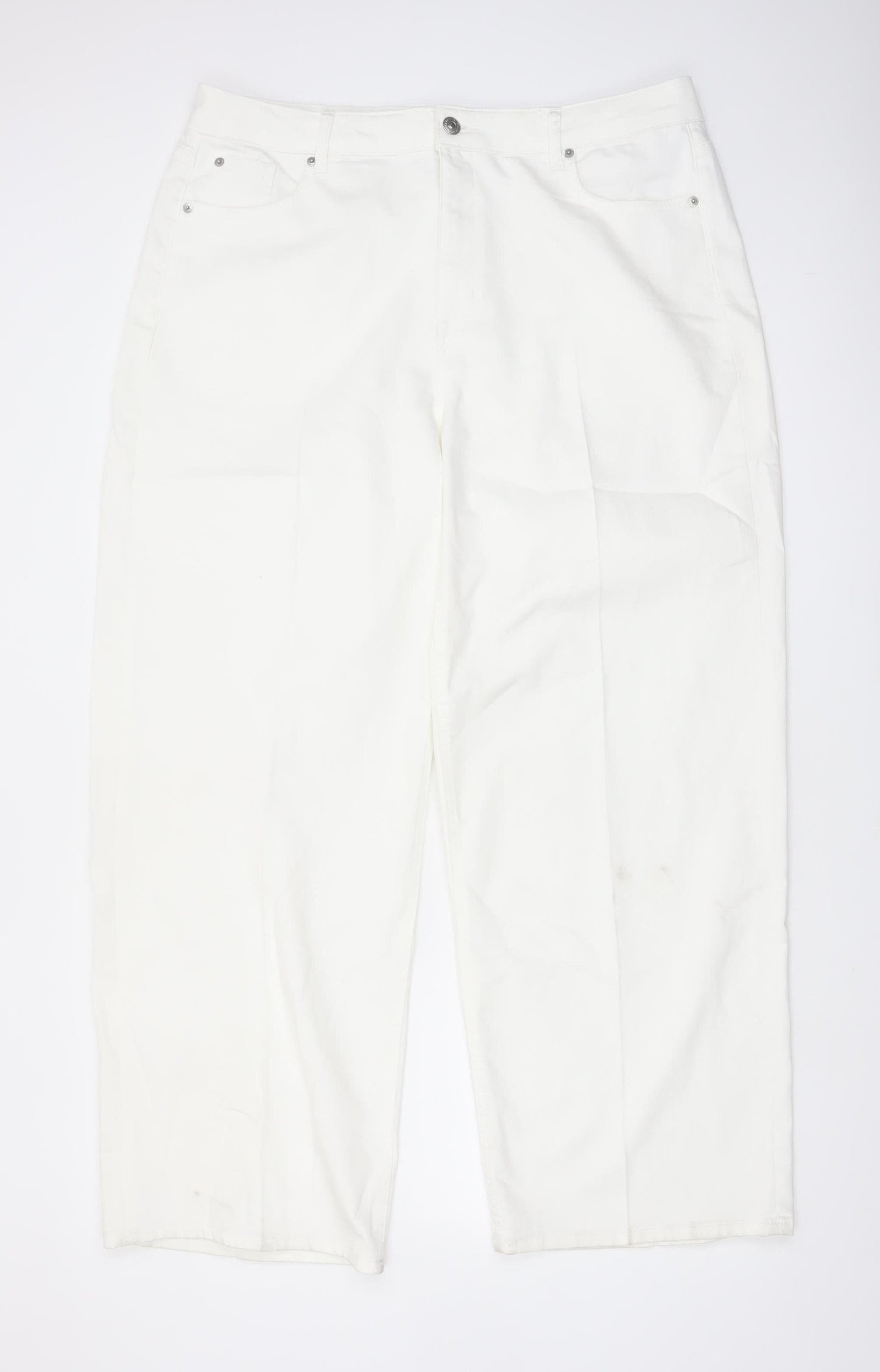 Marks and Spencer Women White Wide-Leg Jeans Size 18 Tall