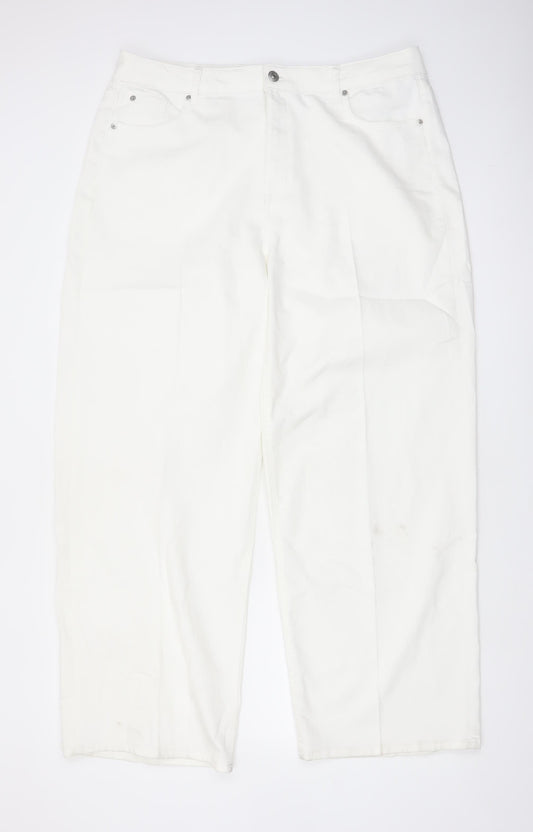 Marks and Spencer Women White Wide-Leg Jeans Size 18 Tall