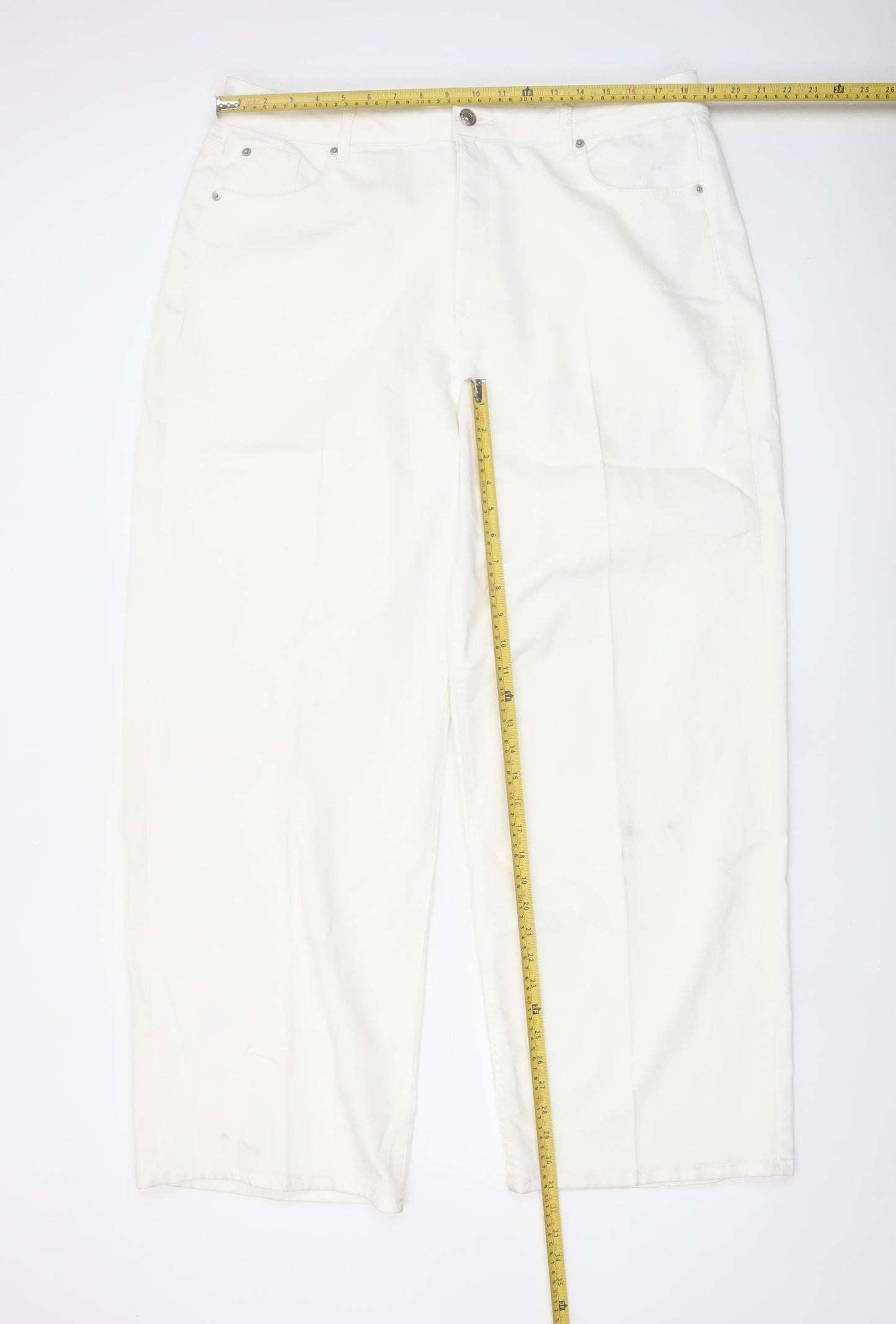 Marks and Spencer Women White Wide-Leg Jeans Size 18 Tall