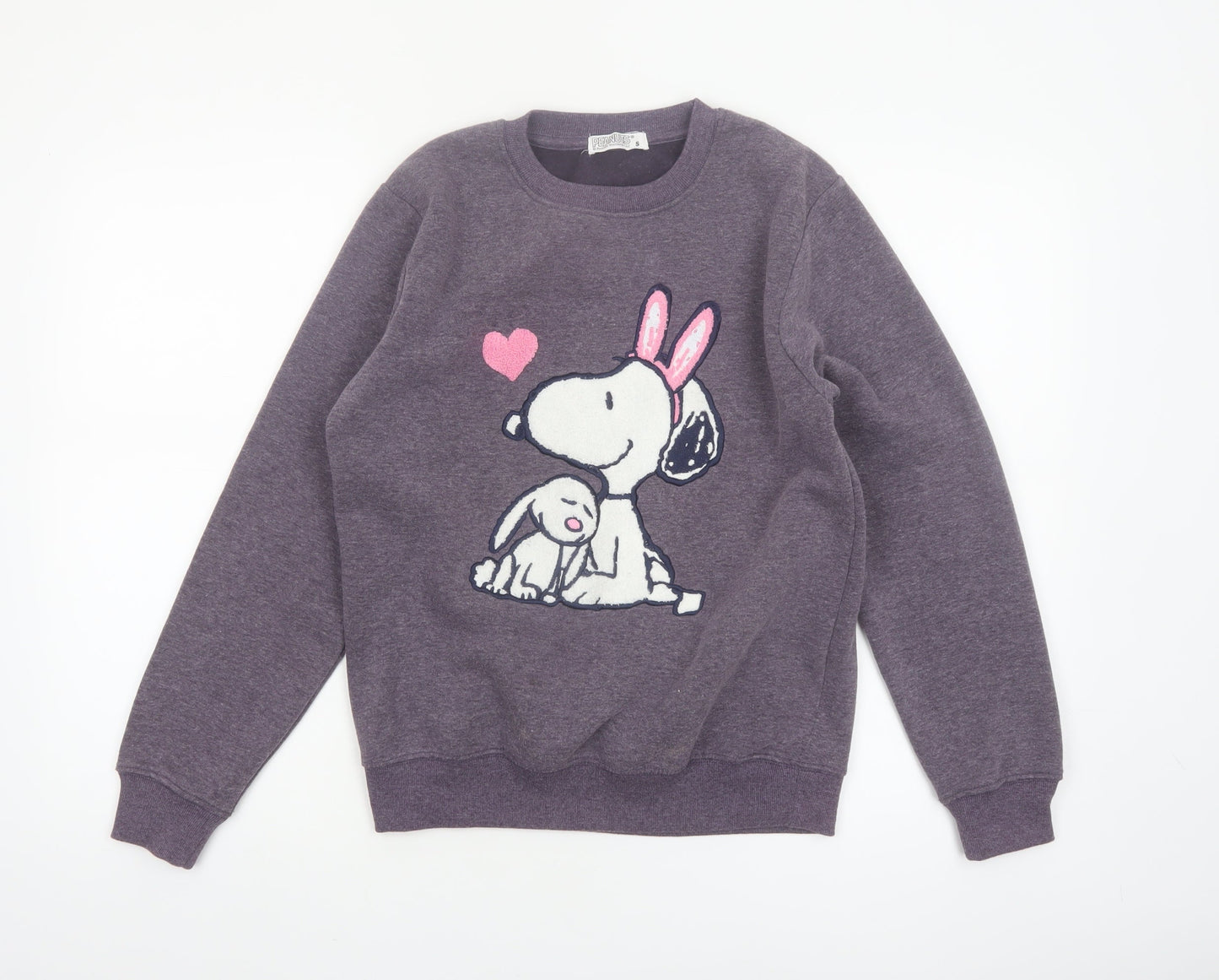 Peanuts Women's Purple Snoopy Print Pullover Sweatshirt Size S