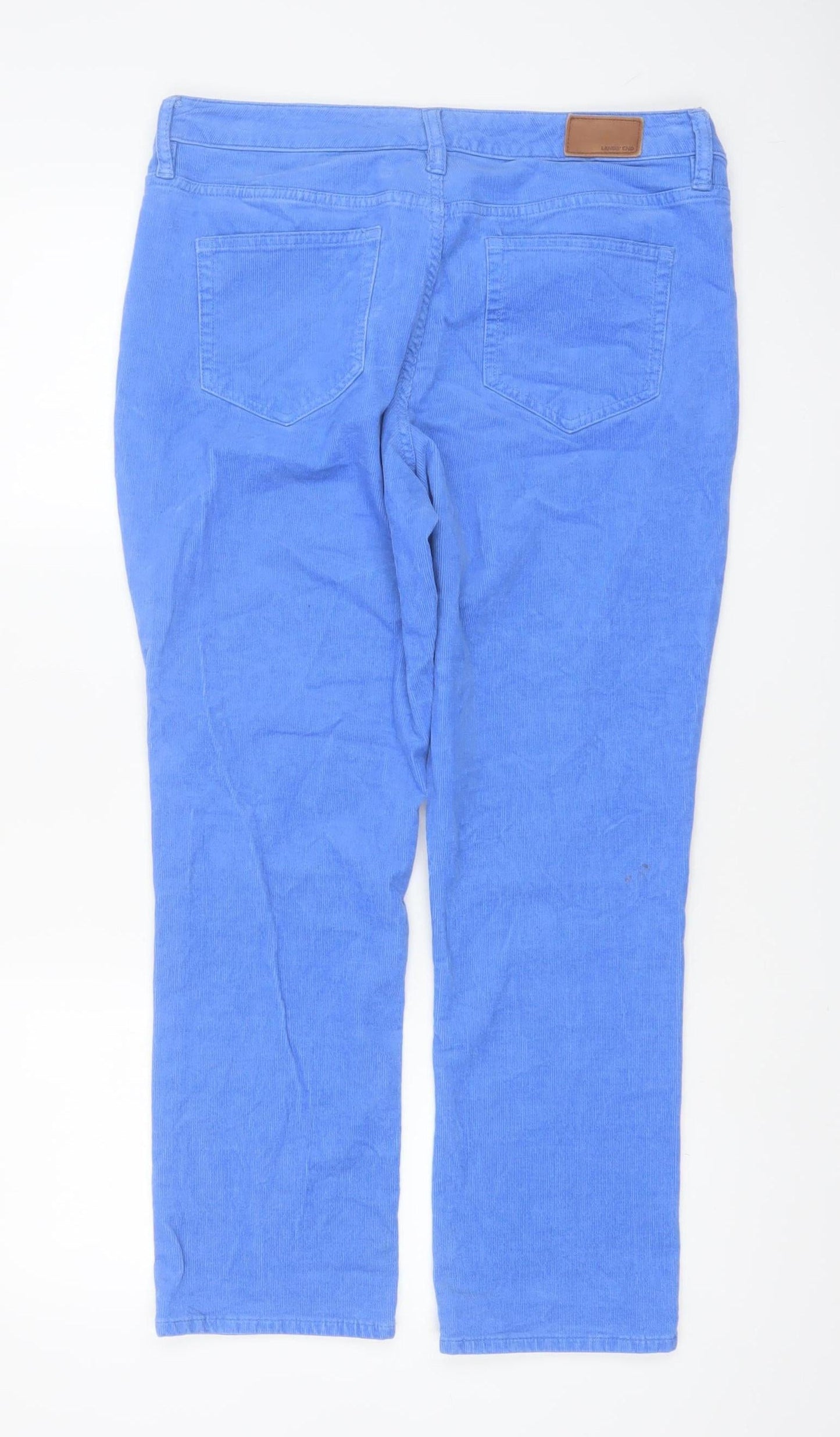 Lands' End Women's Blue Corduroy Chino Trousers UK 14/16 Stretch