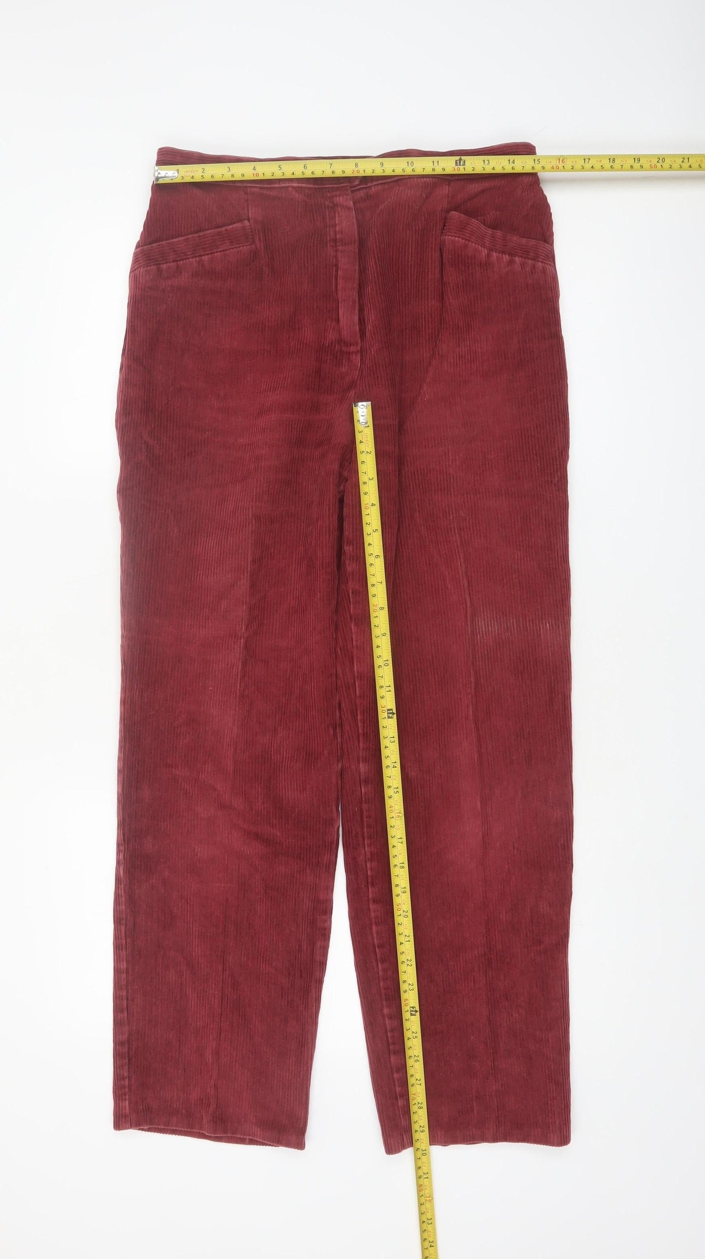Marks and Spencer St Michael Womens Red Corduroy Trousers Size 18 Long