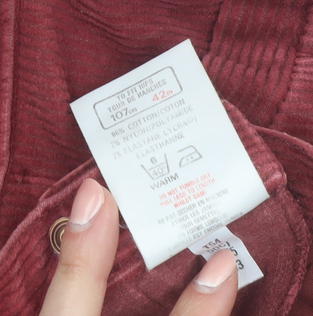 Marks and Spencer St Michael Womens Red Corduroy Trousers Size 18 Long