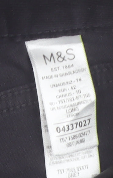 Marks and Spencer Women Black Corduroy Straight Trousers Size 14 Long
