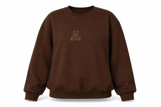 Kennyuniverse Women’s Brown Pullover Sweatshirt Large Teddy Bear Embroidered