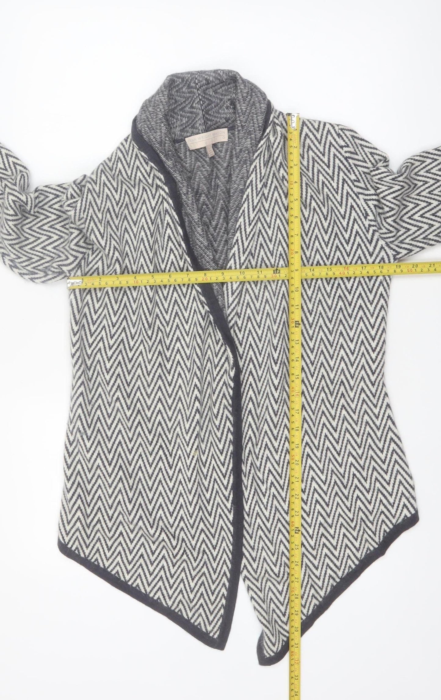 Fenn Wright Manson Womens Grey L Angora Knit Open Cardigan