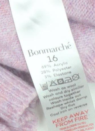Bonmarché Women’s Pink Fair Isle Crew Neck Pullover Jumper Size 16