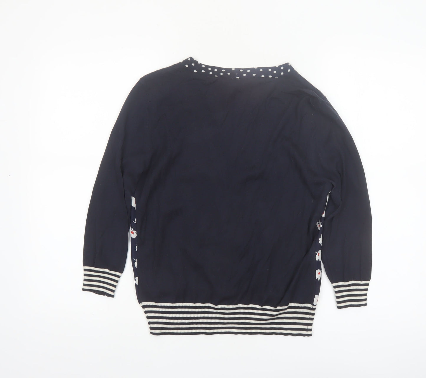MaxMara Weekend Women's Blue Floral Knit Silk Cotton V-Neck Cardigan M