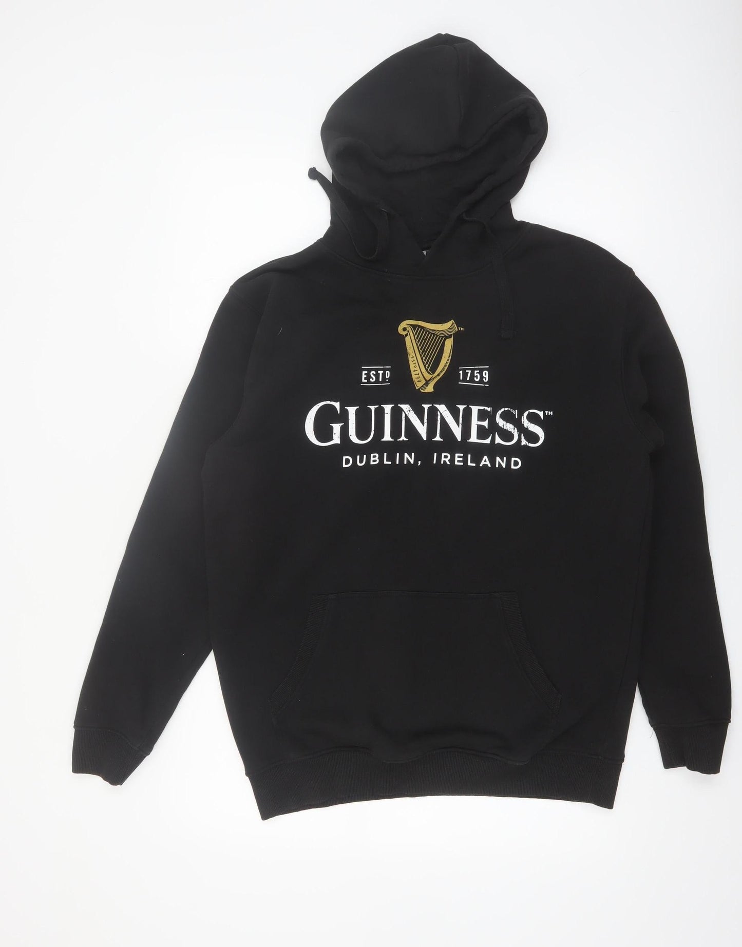 Guinness Men's Black Pullover Hoodie L Logo Fleece Sweatshirt