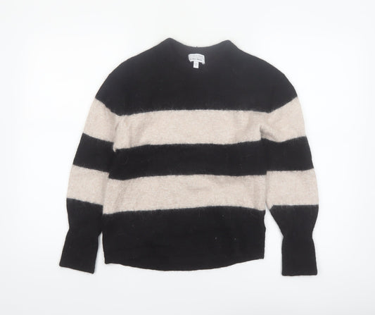 & Other Stories Women Black Beige Striped Alpaca Blend Jumper XS