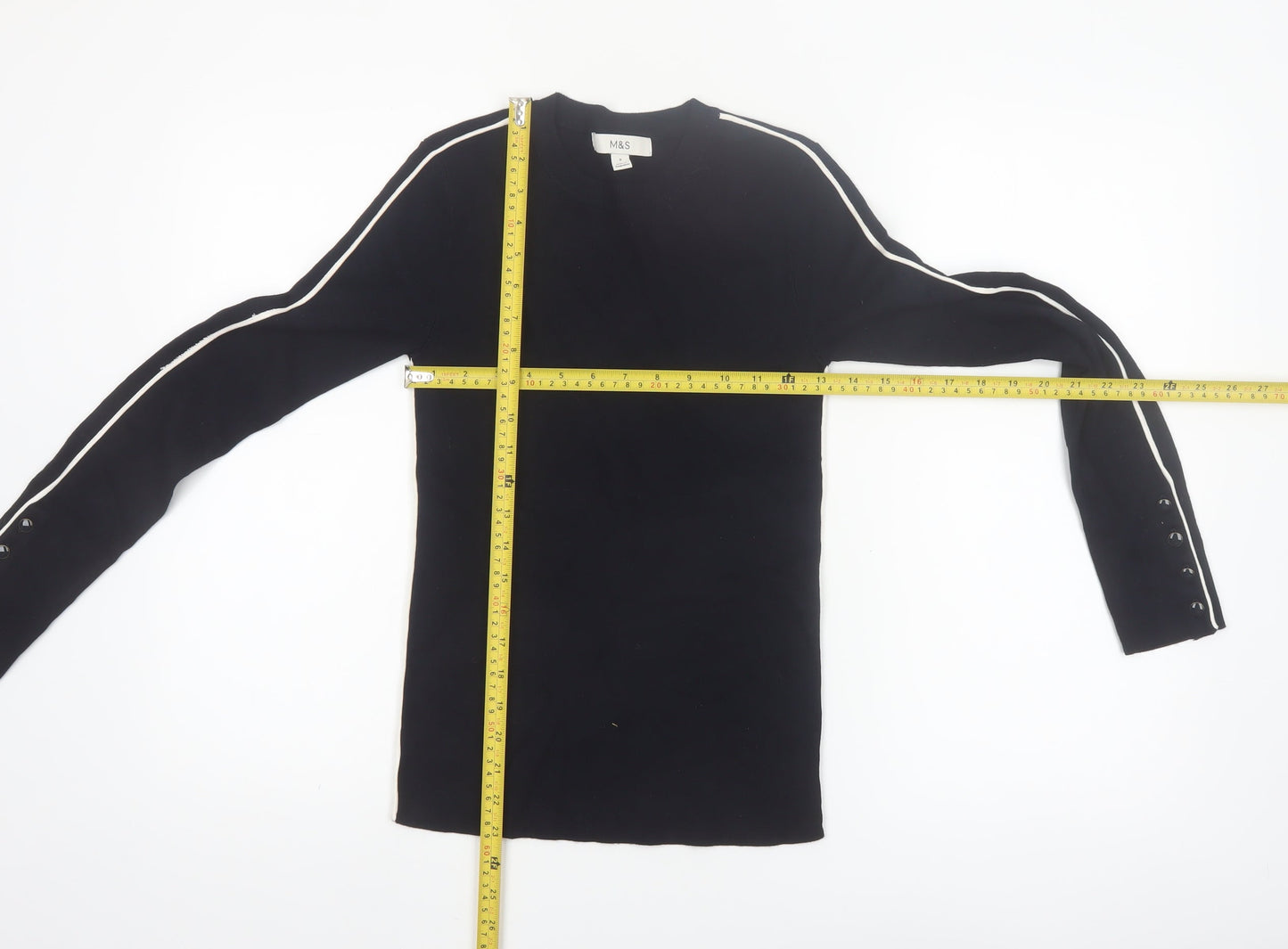 Marks and Spencer Women Black Size 8 Crew Neck Long Sleeve Pullover Jumper