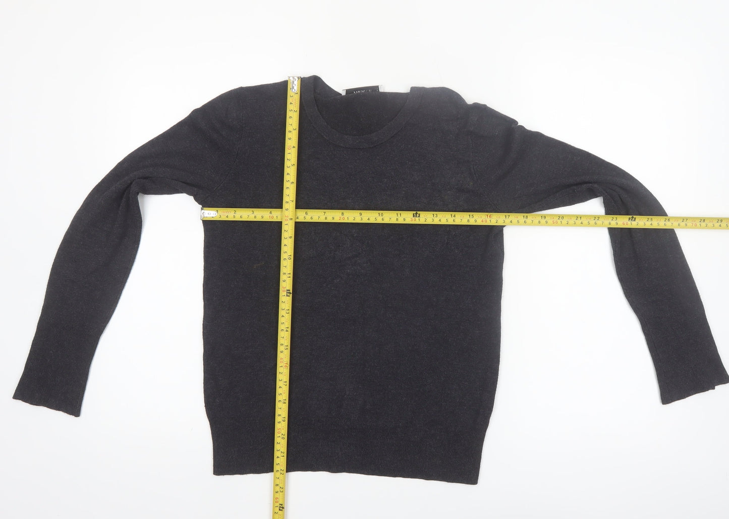 ZARA Women Black Crew Neck Knit Pullover Jumper Size 12