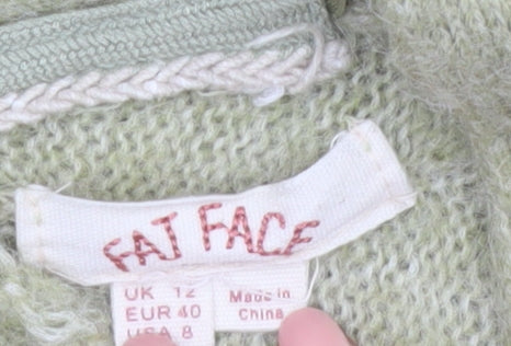 Fat Face Women's Green Mohair Blend Long Sleeve Open Cardigan UK 12