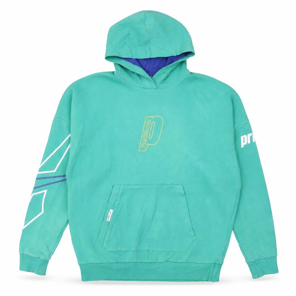 Reebok Mens Green Pullover Hoodie Medium Retro Sportswear