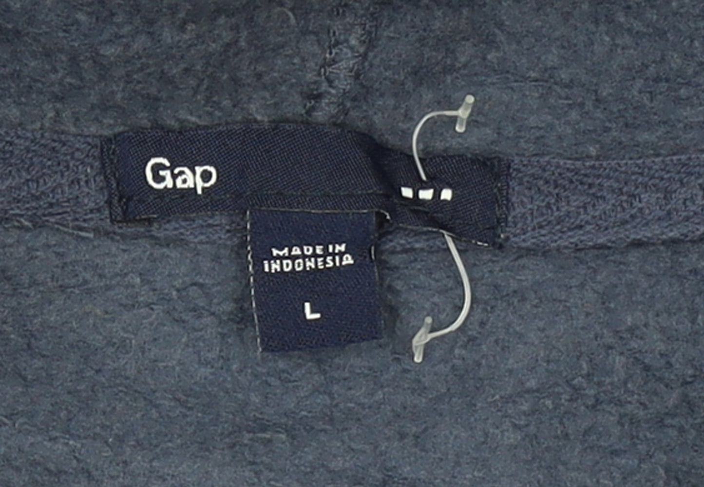 GAP Mens Blue Pullover Hoodie L Fleece Logo Sweatshirt