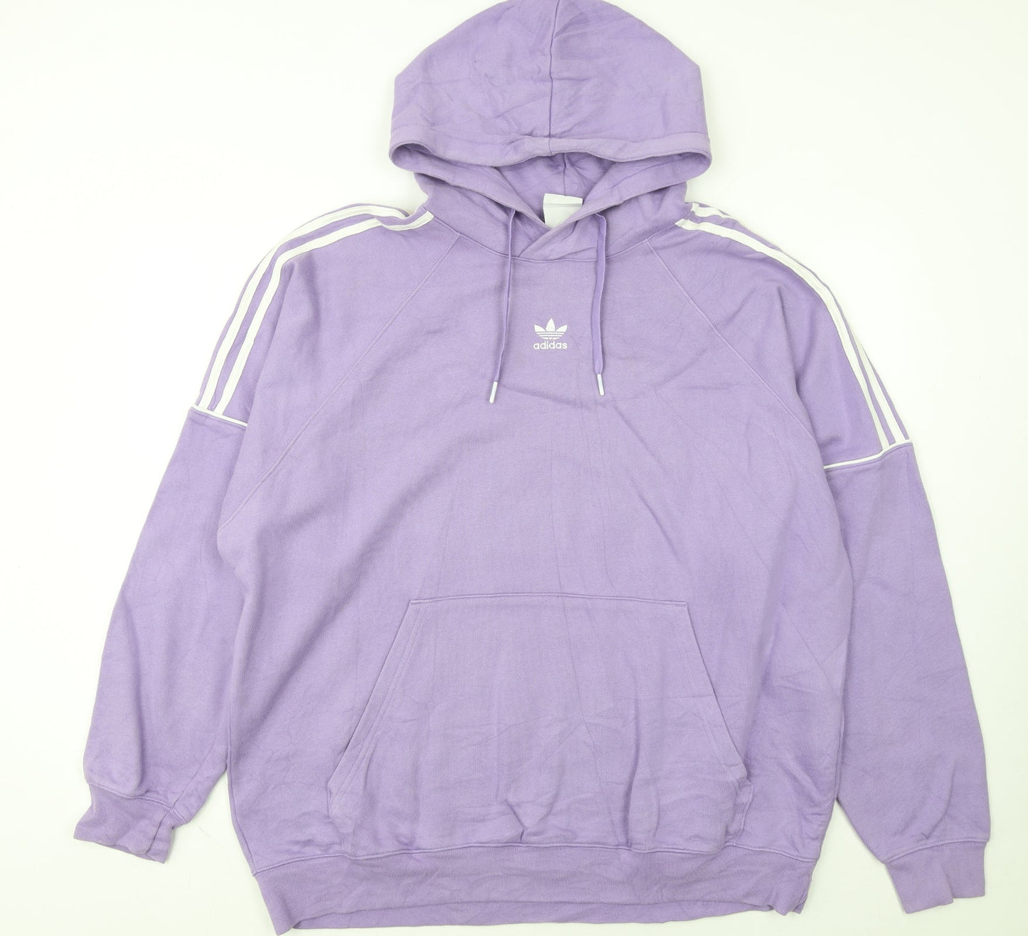 Adidas Women Purple XL Pullover Hoodie with White Stripes