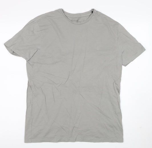 AllSaints Men Grey Cotton Crew Neck Short Sleeve T-Shirt Size M