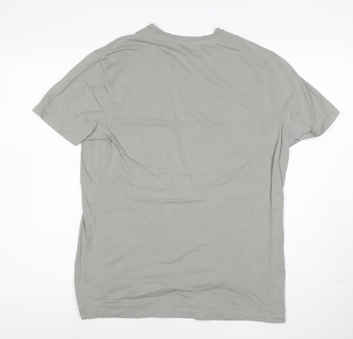 AllSaints Men Grey Cotton Crew Neck Short Sleeve T-Shirt Size M