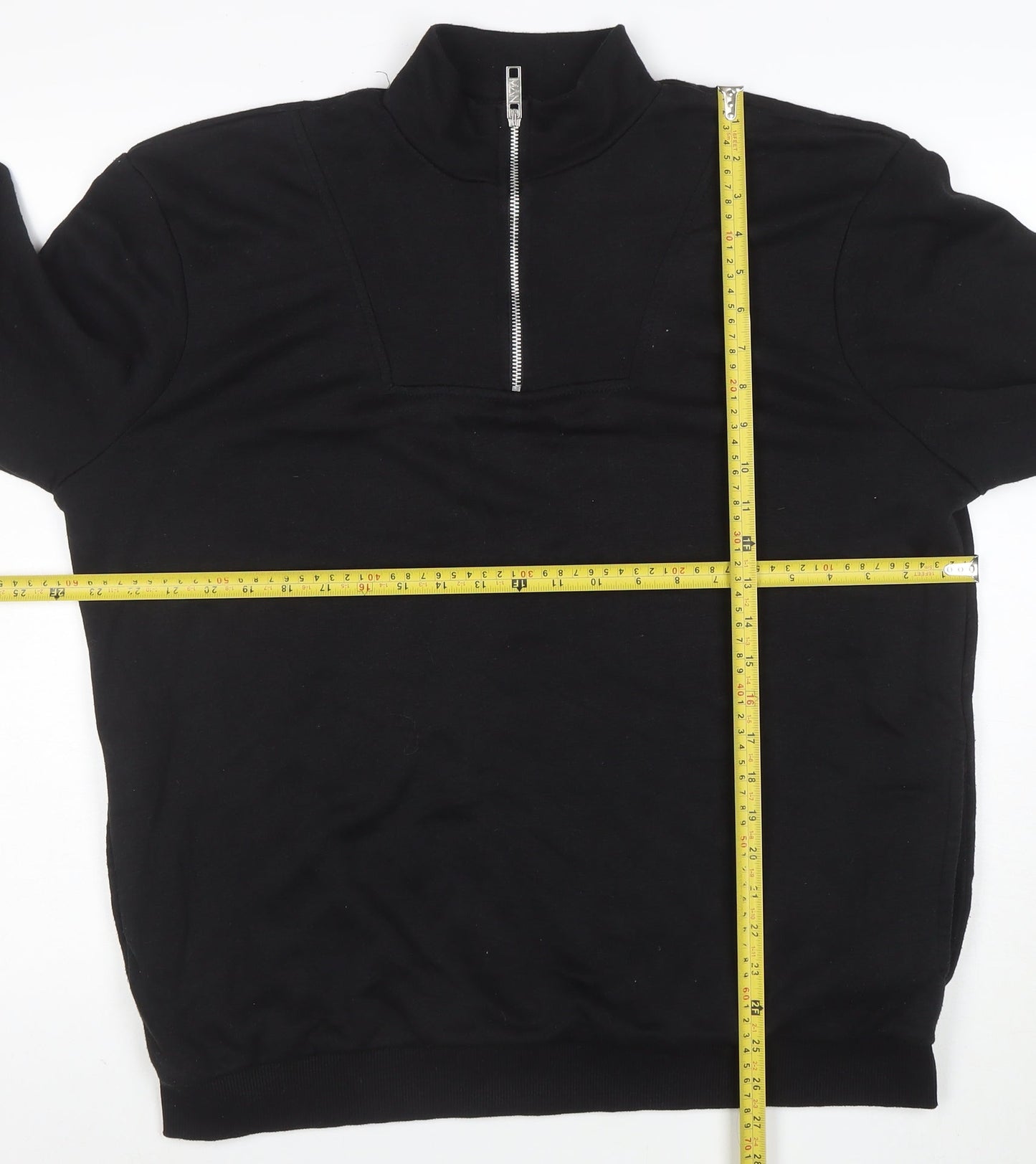 boohooMAN Men’s Black Small 1/2 Zip High Neck Pullover Sweatshirt