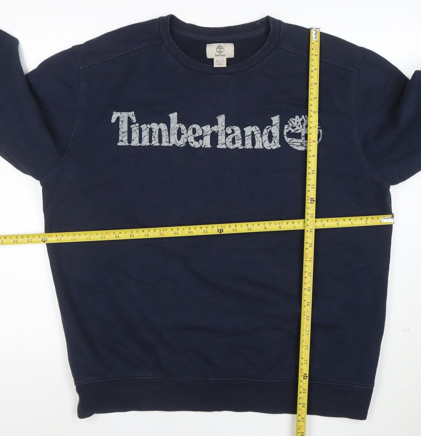 Timberland Men's Blue XL Crew Neck Logo Sweatshirt Pullover