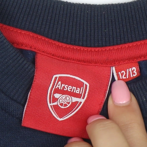 Arsenal Boys Navy Sweatshirt 12-13 Years Pullover Cotton Blend Crew Neck