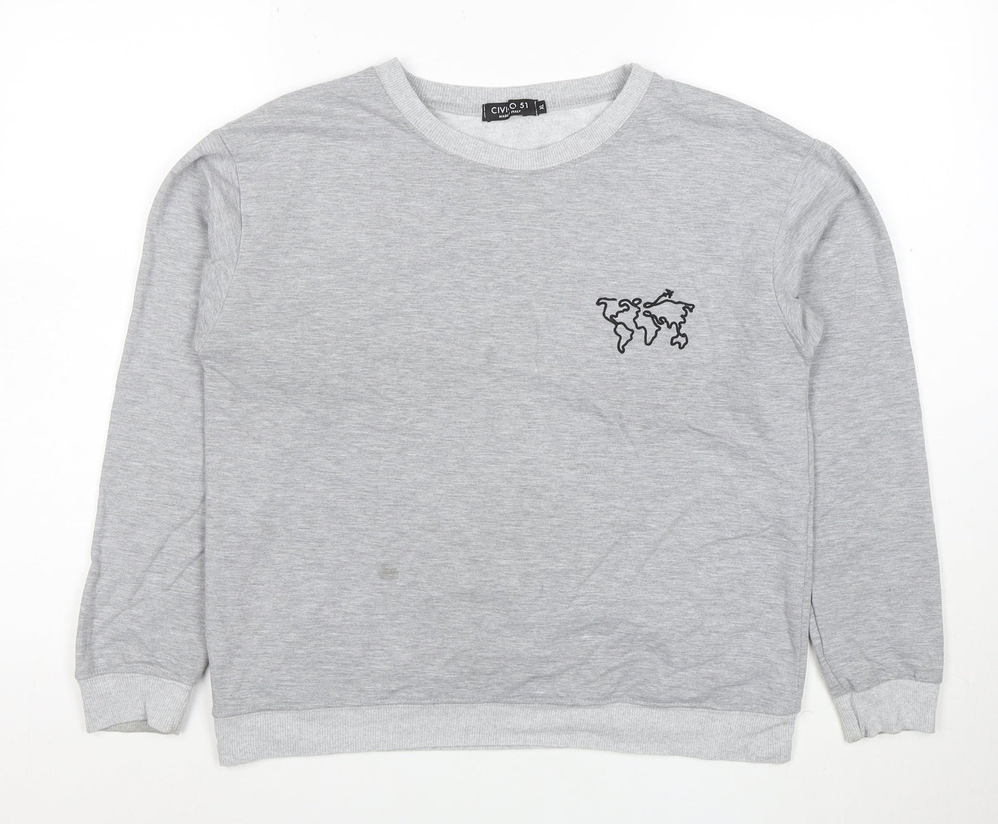Civico 51 Women's Grey XL Pullover Sweatshirt Crew Neck Cotton Blend