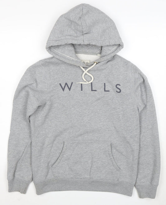 Jack Wills Womens Grey Hoodie UK 10 Pullover Logo Cotton Blend