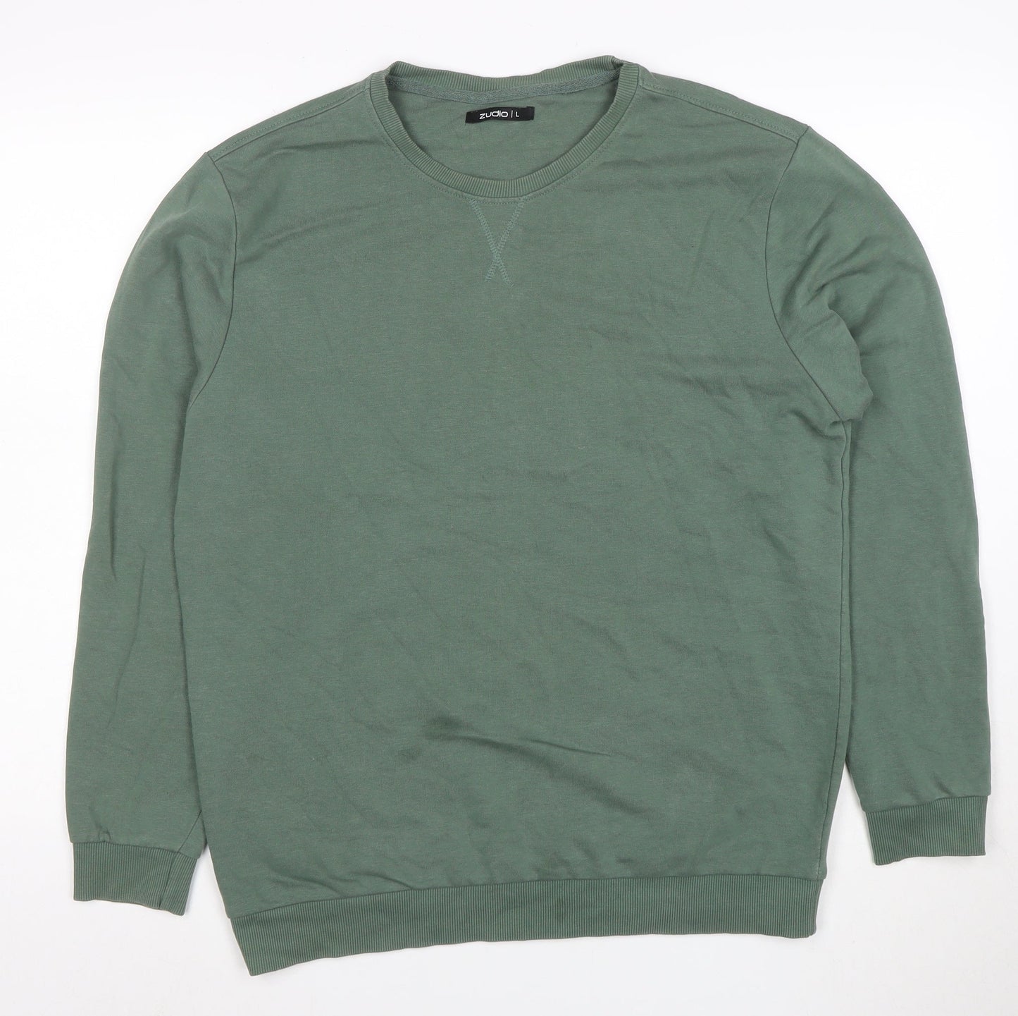 Zudio Women Green Cotton Blend Pullover Sweatshirt Size L