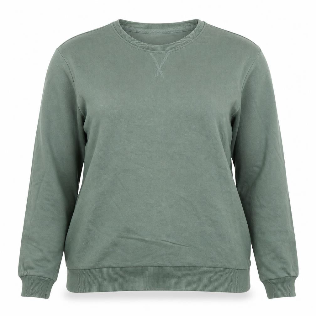 Zudio Women Green Cotton Blend Pullover Sweatshirt Size L