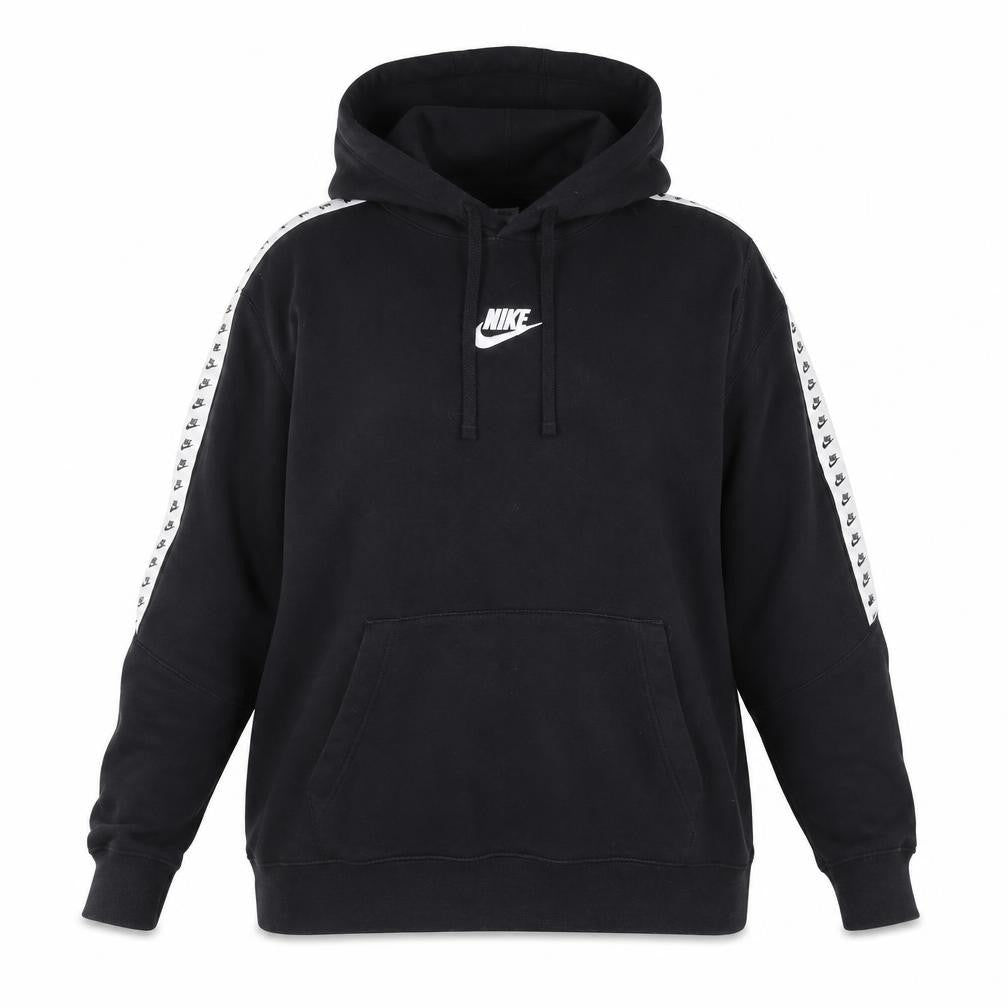 Nike Womens Black Hooded Pullover Sweatshirt XL Logo Tape Detail