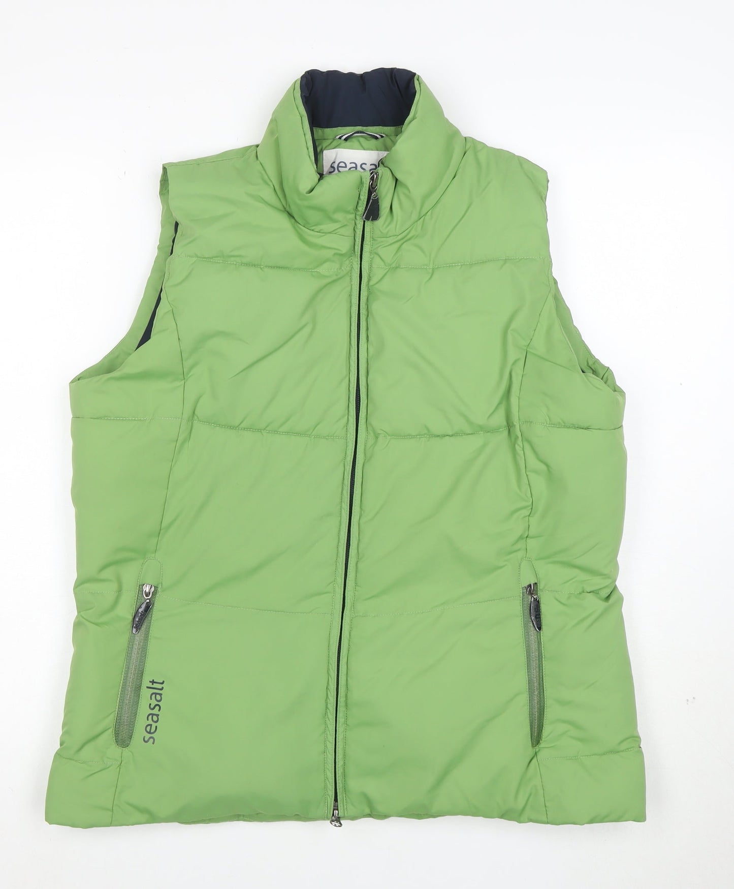 Seasalt Women’s Green Puffer Waistcoat Size 14 Sleeveless Zip Up