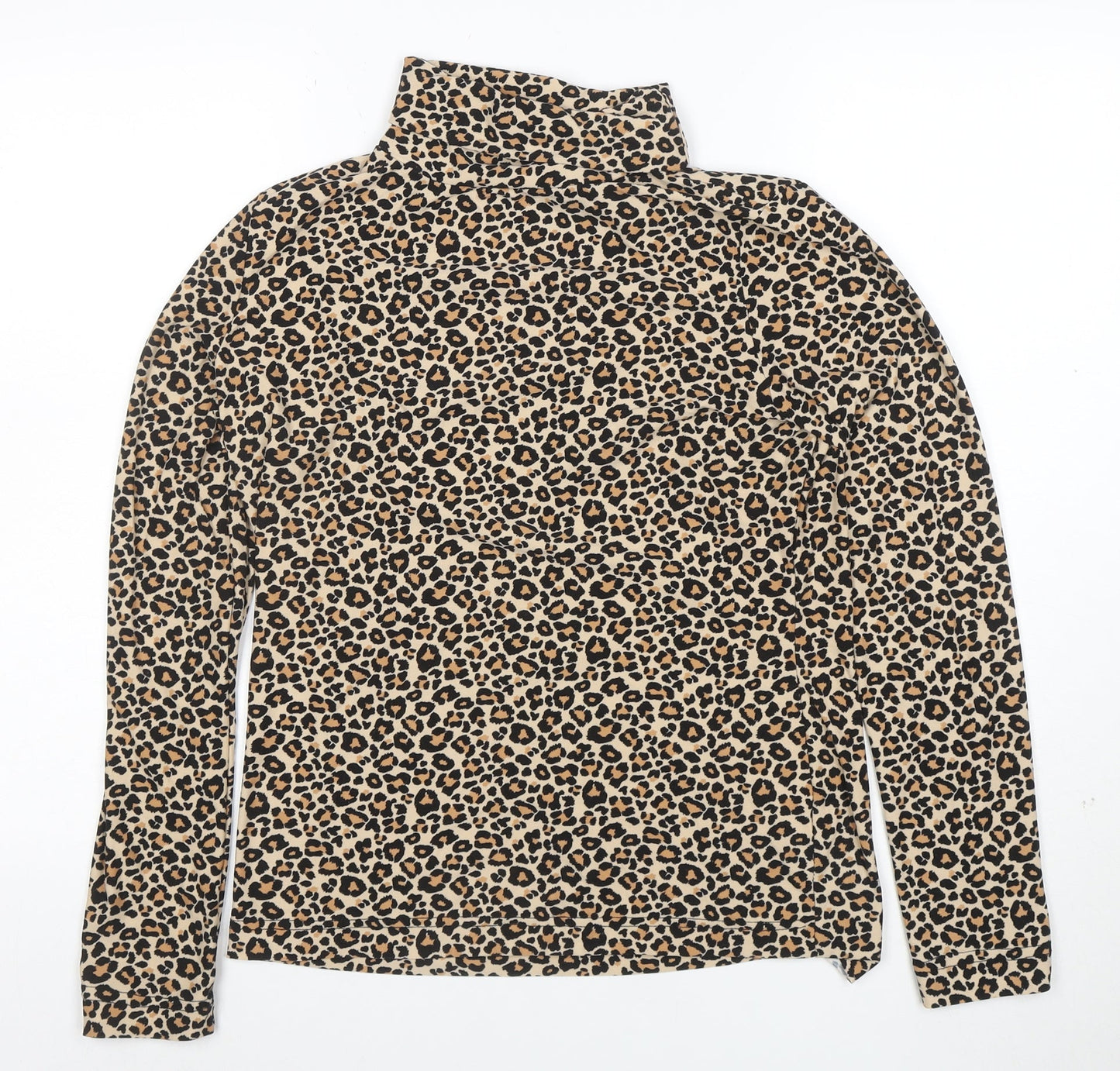 Peble Bay Women's Beige Leopard Print Roll Neck Long Sleeve Top Size M