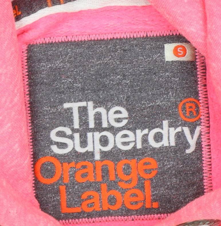 Superdry Women Pink Pullover Hoodie Small Orange Label Casual Style