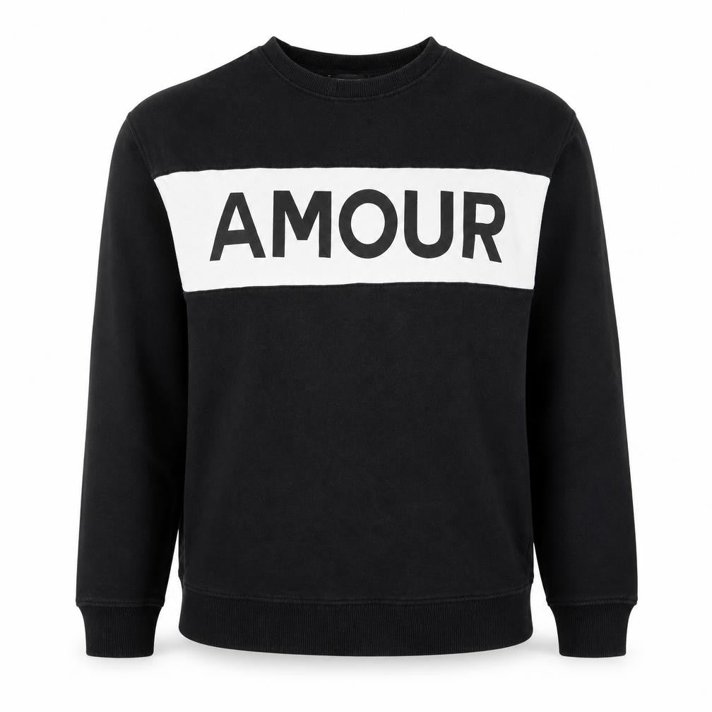 New Look Womens Black Sweatshirt Size S Amour Graphic Pullover