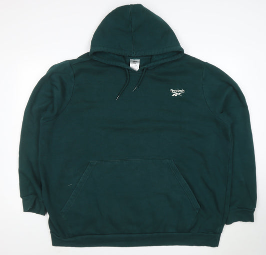 Reebok Unisex Green 2XL Pullover Hoodie Sweatshirt Cotton Blend