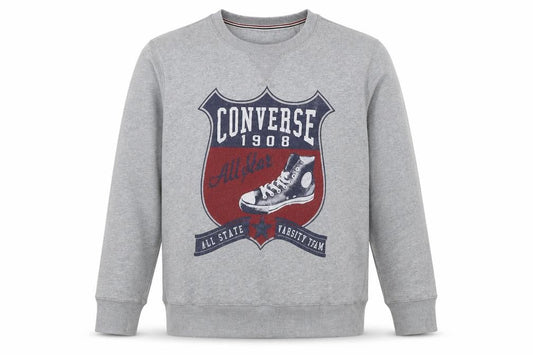 Converse Men's Grey Graphic Crew Neck Sweatshirt Size L