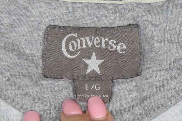 Converse Men's Grey Graphic Crew Neck Sweatshirt Size L