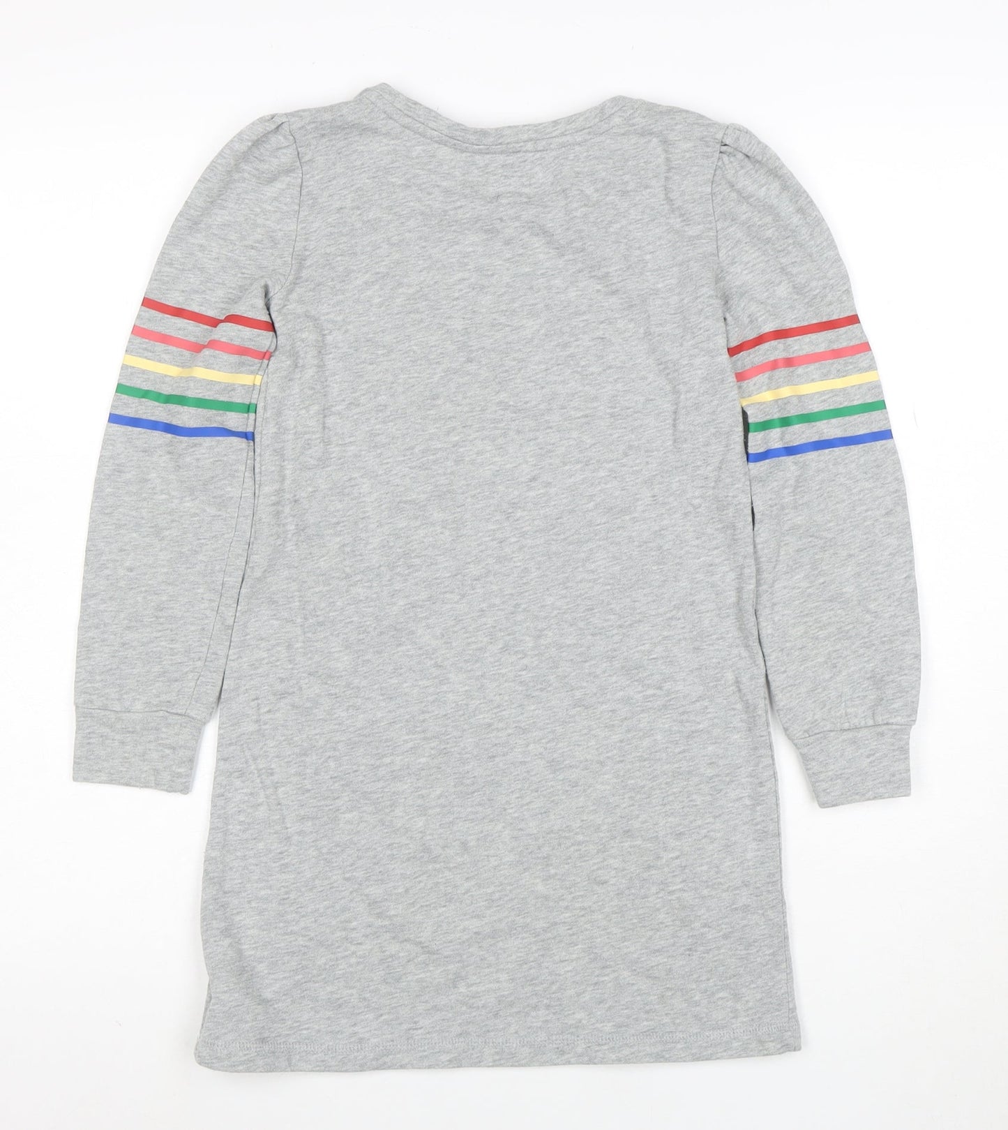 GAP Girls Grey T-Shirt Dress 8-9 Years Love Is Everything Rainbow Long Sleeve