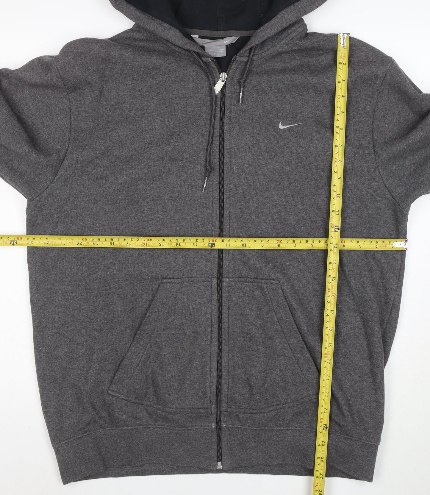 Nike Men’s Grey Full Zip Hoodie L Regular Fit Fleece Sweatshirt