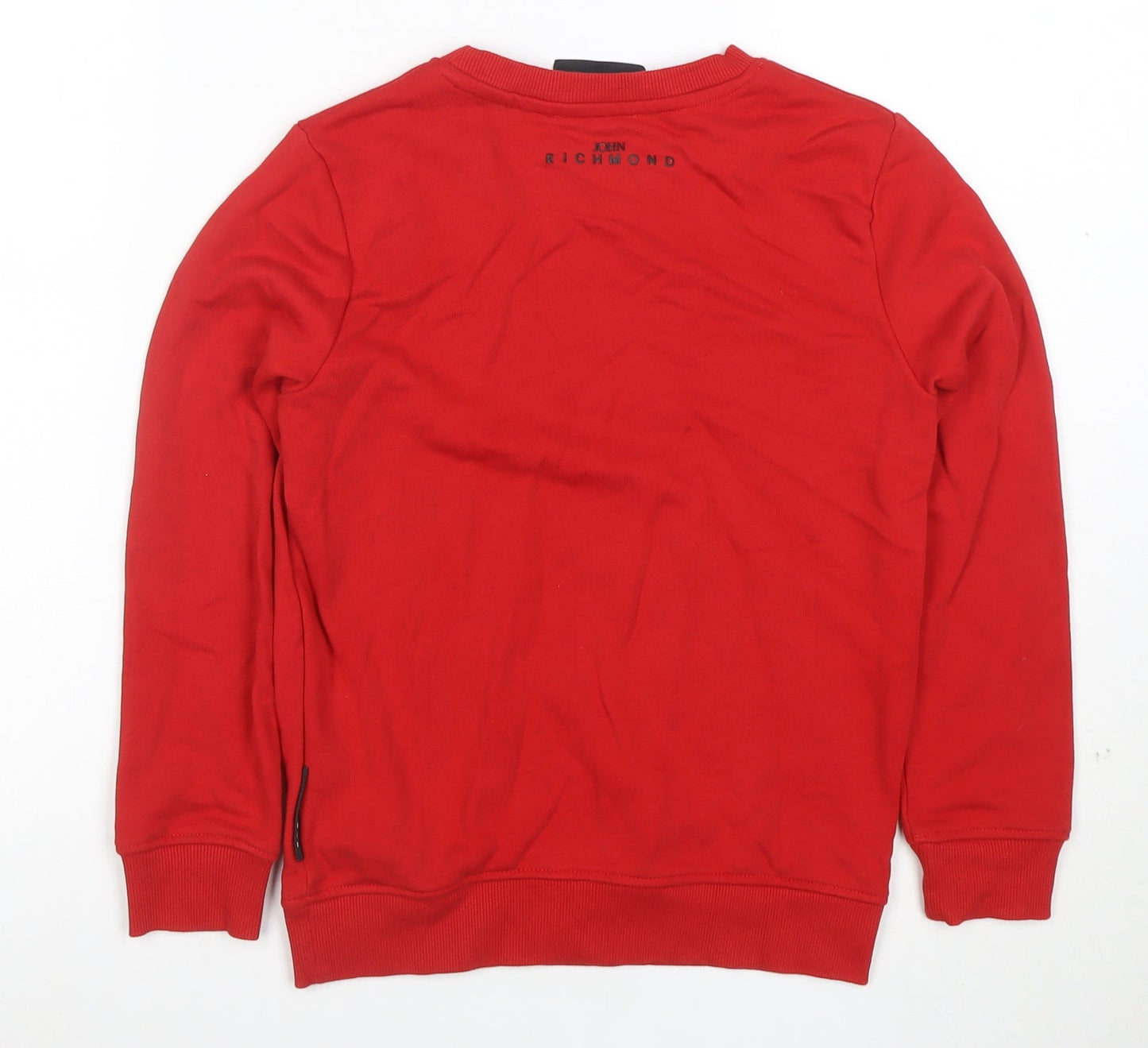 John Richmond Boys Red Cotton Blend Logo Pullover Sweatshirt 10 Years