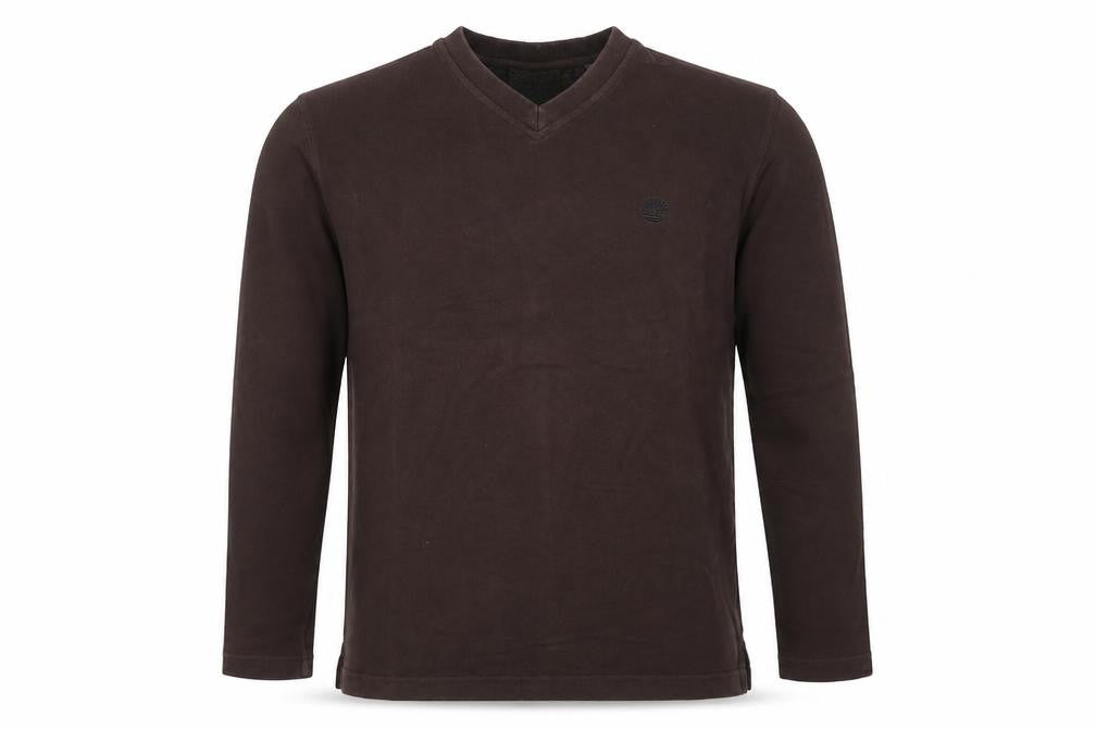 Timberland Men’s Brown V-Neck Cotton Pullover Sweatshirt Size M