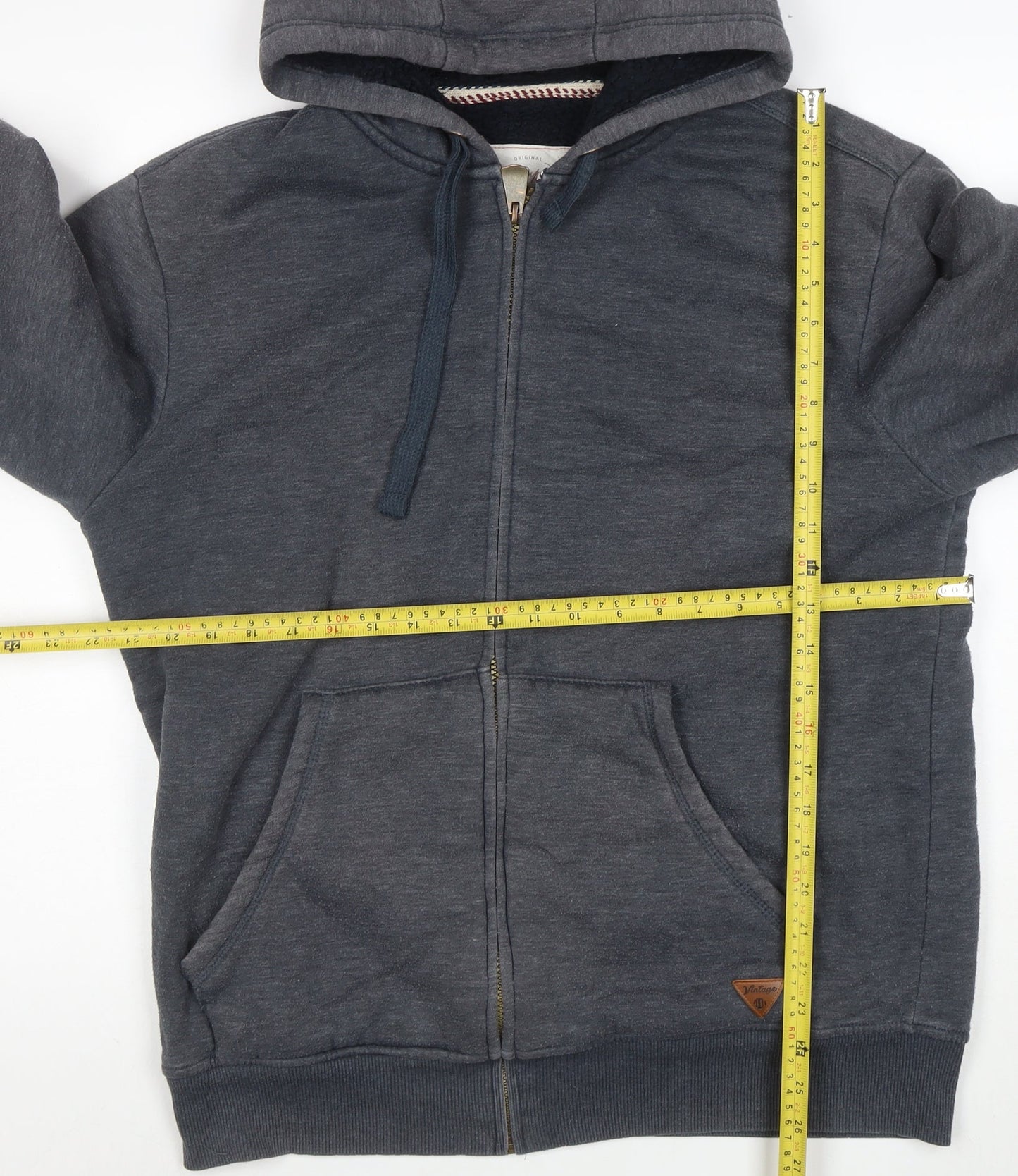 Weird Fish Mens Grey Full Zip Hoodie L Fleece Lined Casual