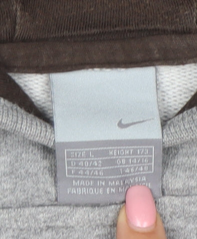 Nike Womens Grey Hoodie L Pullover 80% Cotton Logo Winged Design