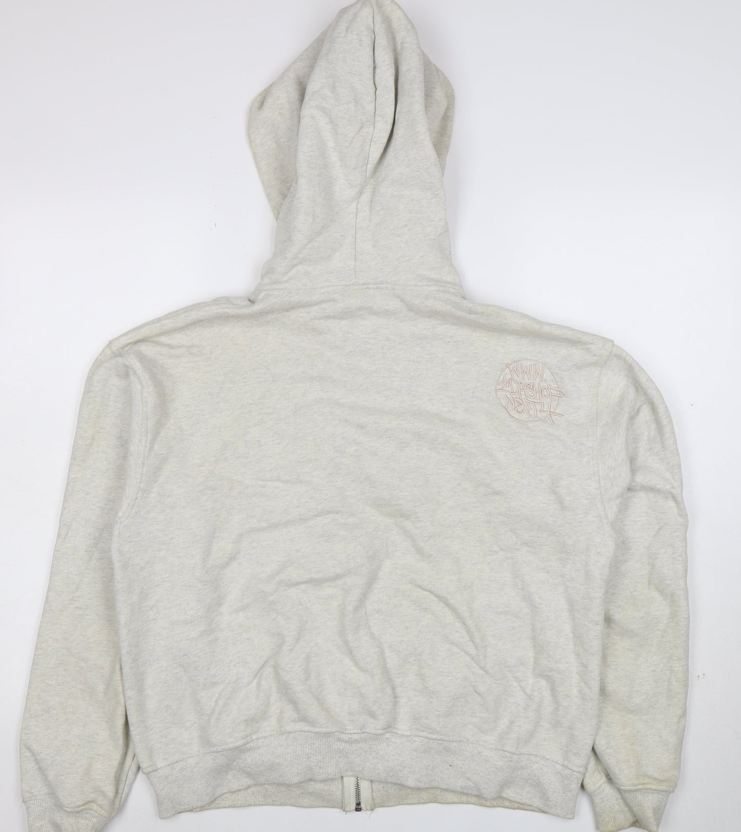 IDA Women Beige Full Zip Hoodie Medium Logo Graphic Cotton Casual