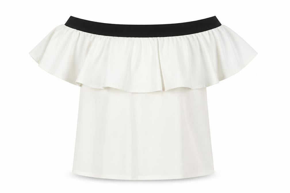 H&M Women’s White Off Shoulder Ruffle Blouse Size S