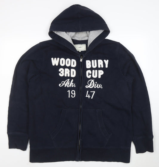 Celio Men’s Blue Full Zip Hoodie XL Fleece Sports Hooded Top