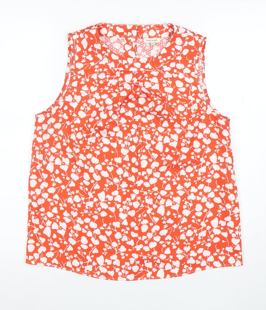 River Island Women's Orange Floral Sleeveless Blouse Size 10