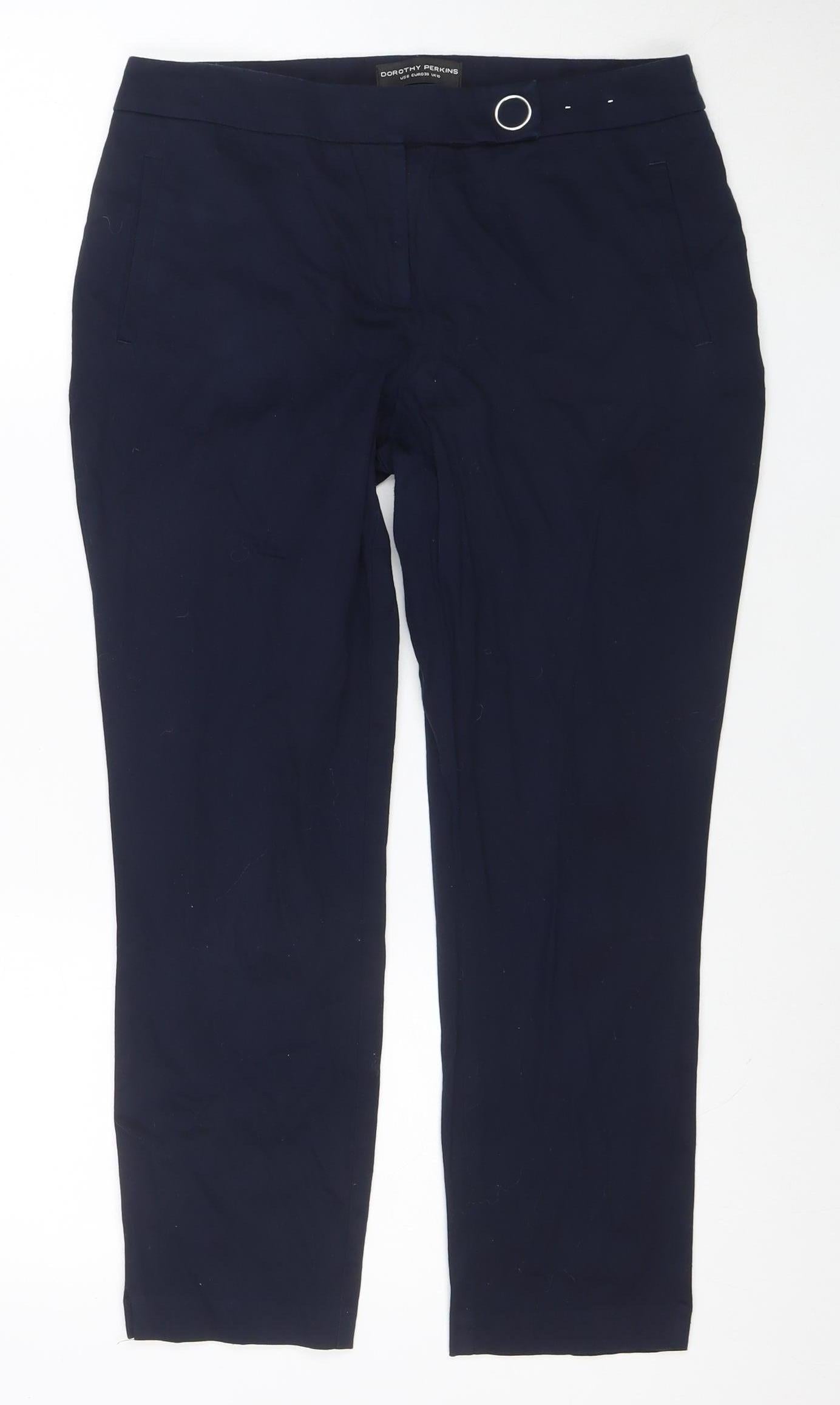 Dorothy Perkins Women’s Blue Slim Chino Trousers Size 10 Stretch Cotton