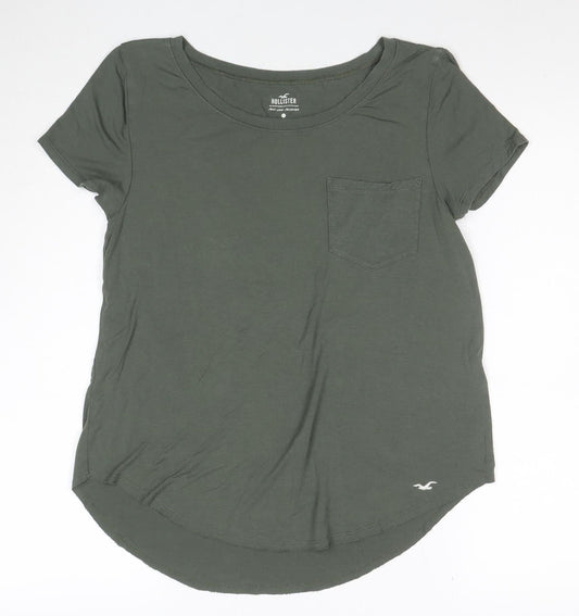 Hollister Women's Green Scoop Neck Short Sleeve Basic T-Shirt S